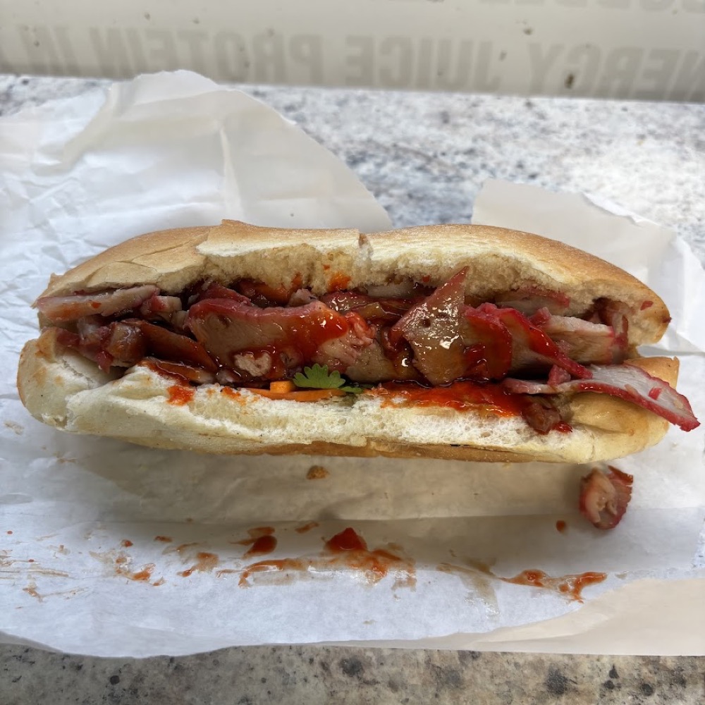 Close-up banh mi sandwich from 88 Foods